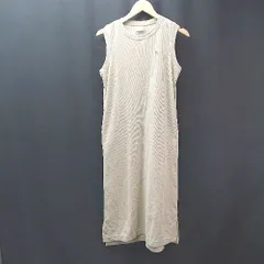 ◇ Arnold Palmer ブランドロゴ ニット スリット ノースリーブ ロング丈 ワンピース サイズM ベージュ レディース E 【1309250037231】