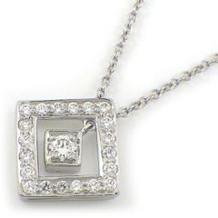 ティファニー Tiffany & Co. ネックレス オープン スクエア ダイヤモンド PT950 【中古】