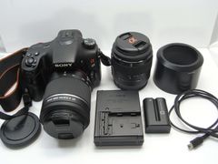 【美品・ ショット数小】SONY(ソニー) α65 SLT-A65VY　ダブルズームレンズキット　撮影枚数5,602枚 動作確認済 　DT18-55ｍｍ SAMⅡ、DT55-200ｍｍ SAM ブラック