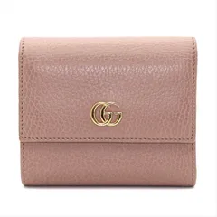 グッチ GUCCI GGマーモント コンパクトウォレット 三つ折り財布 ピンクベージュ カーフレザー レディース コンパクト 546584 0416【中古】