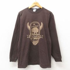 L/古着 ジャンスポーツ 長袖 ビンテージ Tシャツ メンズ 00s ビール クルーネック こげ茶 ブラウン 25may21 中古