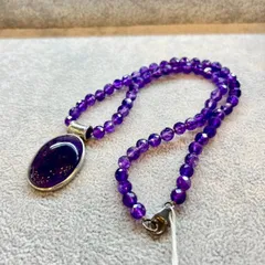 ネックレス シルバー925 天然アメジスト パープル 紫水晶 925刻印 大粒ペンダント ヴィンテージ風 アンティークデザイン 上品 クラシック 高級感 一点物 カボションカット ビーズネックレス 光沢仕上げ レディース メンズ ユニセックス 個性的