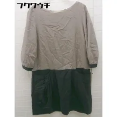 ◇ anatelier アナトリエ リボン 七分袖 ミニ ワンピース サイズ38 グレージュ系 ブラック レディース 【中古】 【1104150006734】