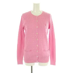 ラルフローレン RALPH LAUREN SPORT ロゴ刺繍 ケーブルニットカーディガン 長袖 クルーネック S ピンク /AT ■OS