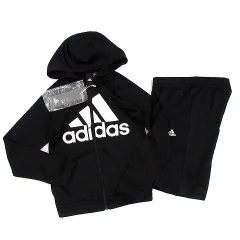 アディダス adidas ジャージ 上下 セットアップ ロゴ パーカー パンツ 黒 ブラック 140 DV0842