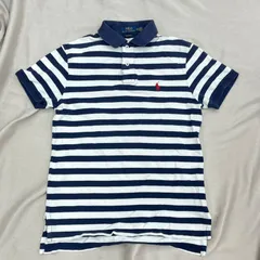 POLO by RALPH LAUREN ボーダー　ポロシャツ　半袖　S ネイビー　白　刺繍　ポロ　バイ　ラルフローレン