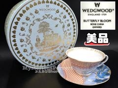 MZ386) 美品 WEDGWOOD Butterfly Bloom Blue カップ＆ソーサー 箱付 現状品
