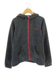 コロンビア Columbia パーカー ジップアップ フリース 長袖 刺繍 ロゴ フード サイズS グレー QQQ