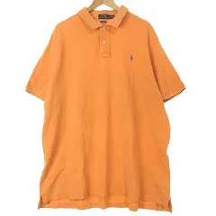 ポロ ラルフローレン POLO RALPH LAUREN ポロシャツ 半袖 鹿の子 ワンポイント ロゴ刺繍 大きいサイズ オレンジ XXL