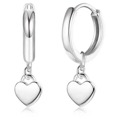 JeryWe フープピアス リングピアス ピアス レディース シンプル ハートペンダントピアス ピンクゴールド シルバー925 金 ゴールド ピアス 金属アレルギー対応 フープピアス つけっぱなし 誕生日 プレゼント 女性