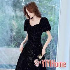 ウエディングドレス 二次会 前撮り 大きいサイズ 結婚式/二次会ドレス 海外挙式 ウェディングドレス ライトドレス 花嫁ドレス ロングドレス 後撮り 結婚式 スレンダードレス パーティードレス 半袖 ワンピース 宴会 司会者　ブラック 黒 きらきら