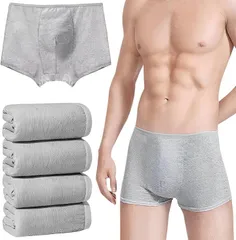 fogman 使い捨てパンツ ボクサーパンツ 男性用 個包装 入院 介護 6枚セット(グレー,  M)