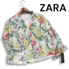 【新品 未使用】 ZARA ザラ 春夏 花柄 フラワー総柄♪ 長袖 フリル ストール ブラウス シャツ Sz.S　レディース