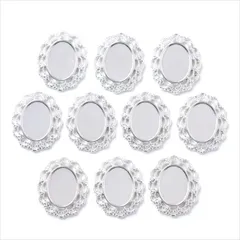 ミール皿【s01 ホワイトシルバー】10個セット 楕円 型枠 モールド UVライト ストラップ キーホルダー チャーム クレイ ネックレス ペンダント ハンドメイドアクセサリーパーツ