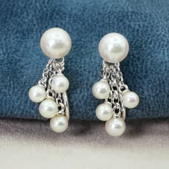 ミキモト K18WG ベビーパール あこや フリンジ イヤリング/25-315S