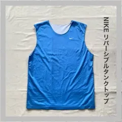 NIKE　ナイキ　タンクトップ　練習着　スポーツ　バスケ　バスケットボール　リバーシブル　メッシュ　ユニフォーム　ストリート　Y2K　ノースリーブ　刺繡ロゴ　水色　メンズ　L