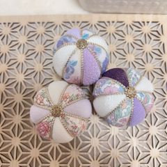 リバティ木目込み手毬❀　5cm木目込み手毬3個セット 　〜七五三　お食い初め　撮影小物〜