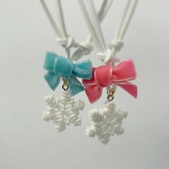 トリミングチョーカー 《018》 10本 雪 雪の結晶 ベルベット ラメ
