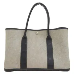 エルメス HERMES ガーデンパーティPM トートバッグ ブッフル/トワルアッシュ グレー/ブラック D刻印 2019年 中古 新入荷 HE1065