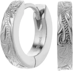 Piena(ピエナ) サージカルステンレス製 フープ ハワイアンジュエリー スクロール マイレ シンプル 金属アレルギー対応 ピアス(シルバー)