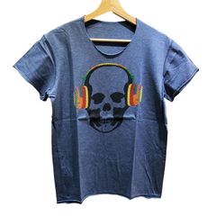 lucien pellat-finet ルシアンペラフィネ Headphones Skull Beat Crewneck T-Shirt Blue ヘッドホン スカルビート クルーネック Tシャツ ブルー