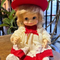 レア昭和40年代製ヴィンテージ人形スリープアイ金髪ドレス帽子下着付