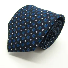 パーフェクトスーツファクトリー ブランド ネクタイ 小紋柄 ダイヤ柄 未使用タグ付 PO メンズ ネイビー P.S.FA