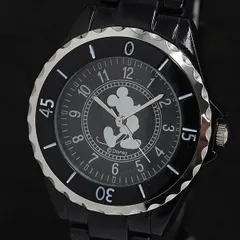 箱/説明書付 ディズニー QZ ミッキーマウス ブラック×キャラクター文字盤 ラウンド 回転ベゼル メンズ腕時計 2000000 NSK OMI