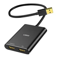 ☆FUNSHOP彡First come☆ USB HDMI 変換 USB 3.0 デュアル HDMI アダプター Windows/Mac OS 拡張モード対応 4K@30Hz/1080P60Hz 2つモニター USB Type-A接続 USB HDMI USB