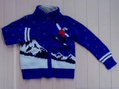 ギャップキッズ gap 子供服 男の子 110cm 長袖 ジップアップ ニット カーディガン 青 スキー柄 秋 冬★3 キッズ 【中古】 ユーズド ボーイズ 男児 アウトレット リサイクル 古着 子ども服 こども服 子供 子ども