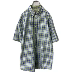 L.L.Bean 半袖 チェックシャツ L ブルー ホワイト グリーン エルエルビーン ボタンダウン 古着卸 アメリカ仕入 a708-5679のサムネイル