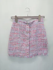 ◇ Θ ZARA ザラ ツイード調 チェック柄 ミニ タイト スカート サイズEUR XS USA XS MEX 24 ブルー レッド系 レディース E  【1507160015268】