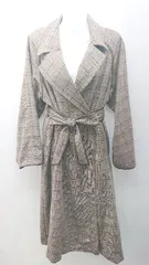 ◇ MuRuA シンプル カジュアル チェック ロング チェスター 長袖 コート ジャケット フリーサイズ ブラウン レディース E  【1304210020872】