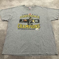 2005AFCチャンピオンズリーグ PITTSBURGH STEELERS ピッツバーグ・スティーラーズ スポーツ 人物 プリント NFL アメフト アメリカンフットボール 海外チーム系 ゲームシャツ ゲームウェア ユニフォーム 古着