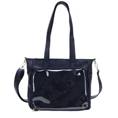 [ハルジオ] 痛バッグ ショルダー 痛バ トート 推し活バッグ ショルダーバッグ トートバッグ ハンドバッグ 2WAY 痛バック 可愛い いたばっく いたば 推し活 バッグ グッズ ぬいぐるみ 鞄 黒 白 紺 緑 紫 人気 シート 付属 おしゃれ [ネイビー]