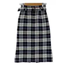 美品 anySiS エニィスィス チェック 春夏 SS ロングスカート コットン マルチカラー レディース 2【古着】【中古】【送料無料】