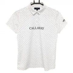 【超美品】キャロウェイ 半袖ポロシャツ 白×ネイビー ドット レディース M ゴルフウェア 2024年モデル Callaway