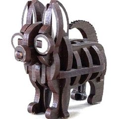 パズル造形　ミニチュア動物「チワワ」　シート貼りＭＤＦウォルナット（濃茶）