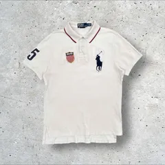90s 00s ヴィンテージ Polo by Ralph Lauren ( CUSTOM FIT ) BIGポニー刺繍 背面USA刺繍 ナンバリング 鹿の子 半袖 ポロシャツ L