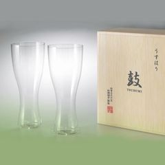 うすはり 鼓ビアグラス木箱2P 松徳硝子 グラス うすはりグラス ビールグラス 家飲み グッズ ペア セット 薄い おしゃれ ハイセンス ギフト プレゼント 木箱入り 高級 結婚祝い 引き出物 お祝い 内祝い 御礼