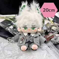 【新品 未使用】20cmぬい服  グレー灰色 スーツ 7点セット着せ替え　ネクタイ　ぬいぐるみ用　着せ替え　衣装　ぬい活 　推し活 　推しぬい　綿人形 　ちびぬい　ちびぐるみ 　無属性　棉花娃娃 コットンドール　人気　K-POP