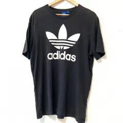 ビッグサイズ！ 2XO！(^w^)b  adidas アディダスオリジナルス クルーネック 半袖 Tシャツ コットン TEE ビッグロゴプリント トップス スポーティ ストリート ブラック×ホワイト メンズ 男性