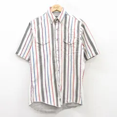 L/古着 ラングラー 半袖 ウエスタン シャツ メンズ 90s コットン 白他 ホワイト ストライプ 25apr28 中古 トップス