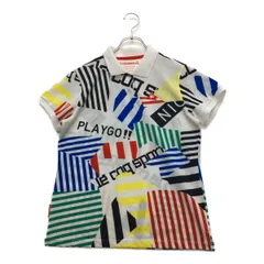 中古 レディース ルコックスポルティフ le coq sportif 半袖ポロシャツ LL 白×カラフル 総柄