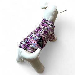 【ラグランTシャツ】犬服 リバティプリント リバティファブリック ソープ（パープル）ドッグウェア かわいい 花柄 フラワー 日本製