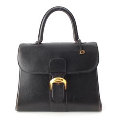 デルヴォー ブリヨン MM レザー ゴールド金具 ベルト ハンドバッグ ブラック【中古】