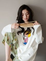 もこもこパジャマペアセット 上下2点セット  可愛い秋冬パジャマ  ルームウェア  可愛いミッキー柄 ジャガードニットプルオーバー  男女兼用