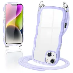 iPhone14 / iphone13 ケース ショルダー クリア カバー いPhone14 スマホケース 創意 個性 肩掛け 首掛け 斜めかけケース 可愛い かわいい 韓国 透明 TPU 薄型 耐衝撃 アイフォン14/13(パープル)