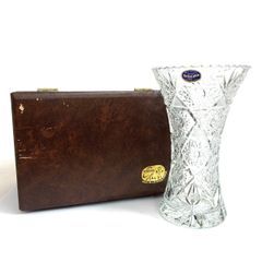 ボヘミア クリスタル 花瓶 チェコスロバキア製 ハンドカット 500PK 共