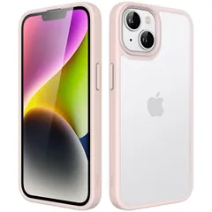 JEDirect マットケース iPhone 14 6.1インチ用 耐衝撃性ミリタリーグレードの落下防止 つや消しの半透明の背面電話カバー 指紋防止 (チョークピンク) 1